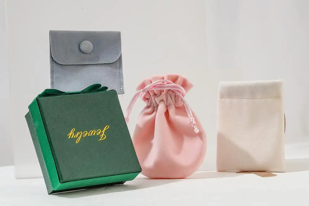 Yhpup Earrings Ring Necklace Jewelry Gift Box Velvet Bag