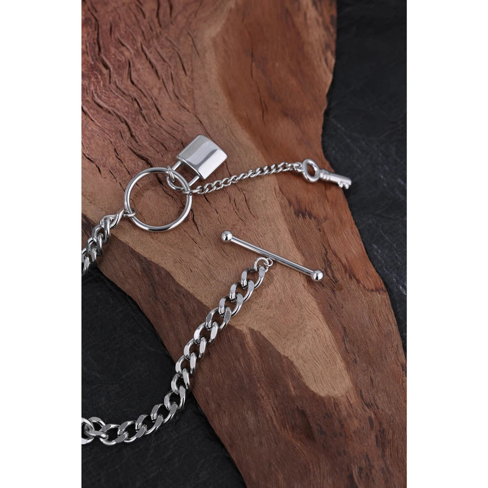 Yhpup New 316L Stainless Steel Jewelry Punk Metal Lock Pendant Necklace Minimalist 18 K Plated Chain подвеска Necklace Gala