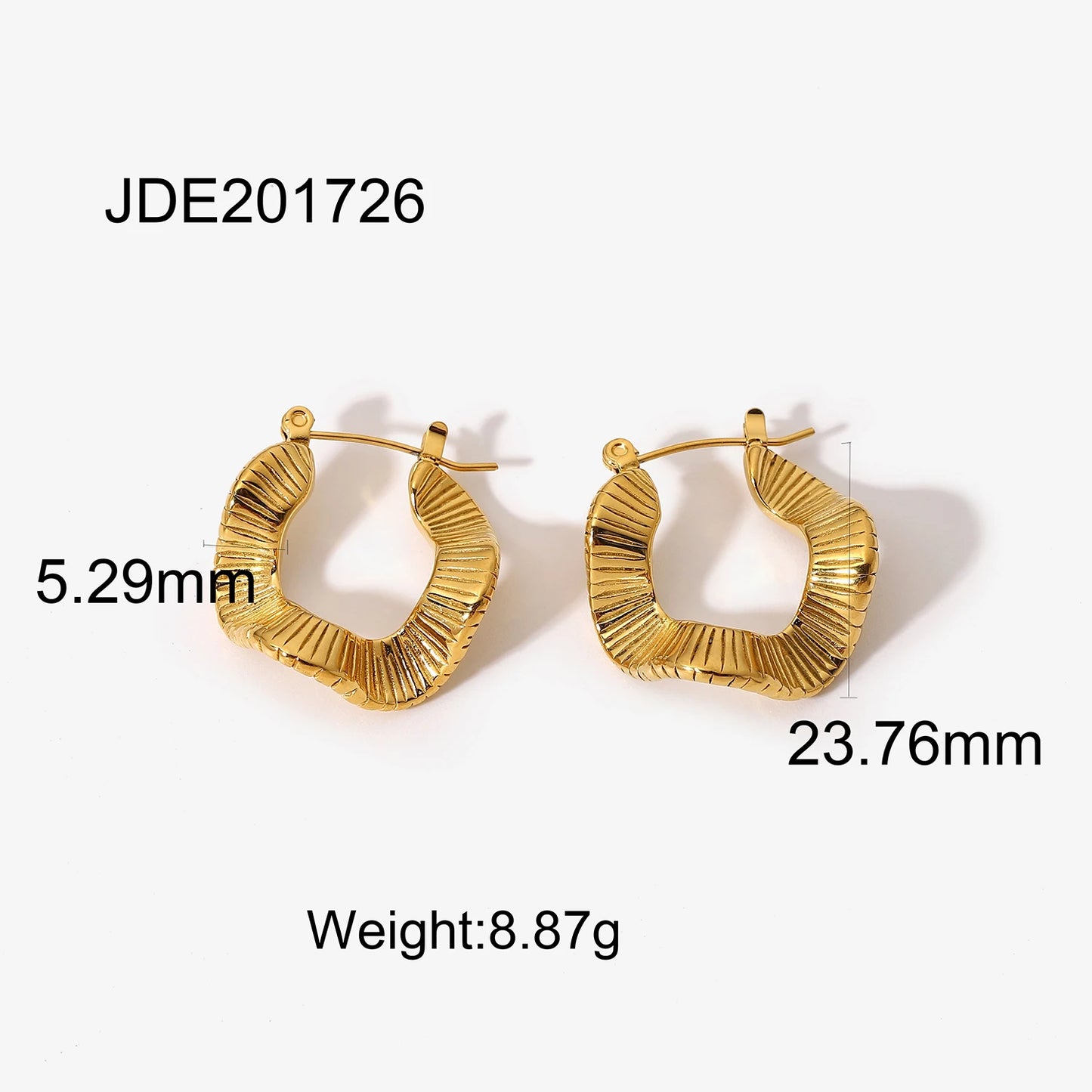 18K Gold Plated Stainless Steel Hoop Earrings For Women Creative Unique Wavy Shaped Circle Earrings Jewelry