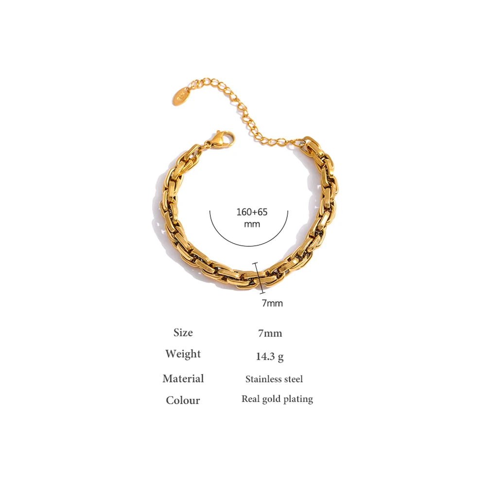 Yhpup New Stainless Steel Chain Bracelet High Quality Metal Texture 18 K PVD Plated Charm Bracelet for Women Party Girls Gift
