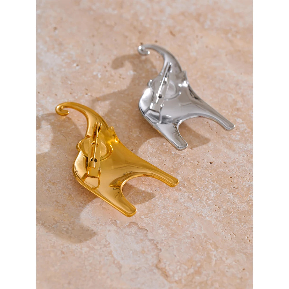 Yhpup Trendy Lucky Elephant Stainless Steel Animal Fashion Brooch Pin for Women Men Unisex Jewelry Bijoux Accessories Wholesale