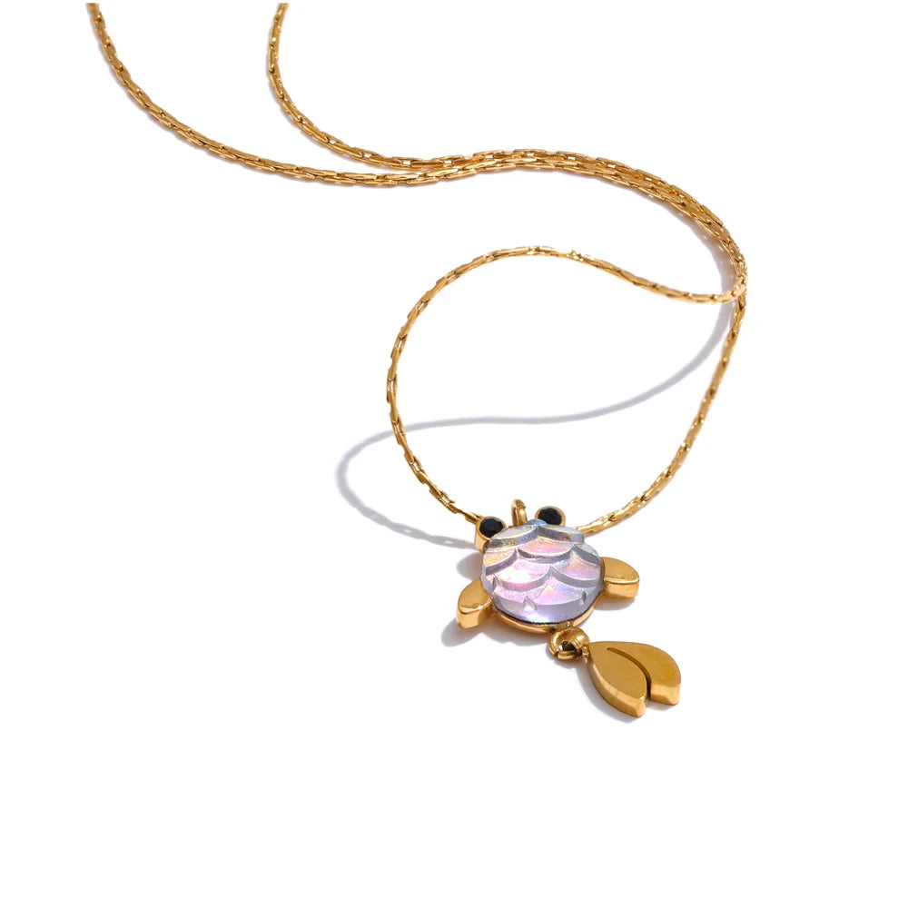 Yhpup Agile Goldfish Lucky Small Pendant Drop Necklace 316L Casting Fashion Stainless Steel Exquisite Recommend Jewelry Gift