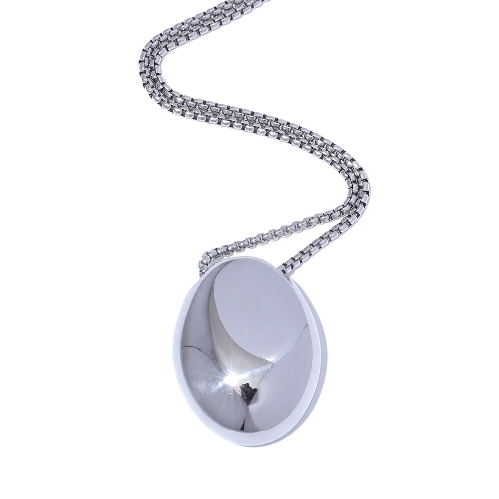 Yhpup 70cm Minimalist Long Unisex Sweater Chain Jewelry 316l Stainless Steel Oval Pendant Necklace for Men Women Waterproof