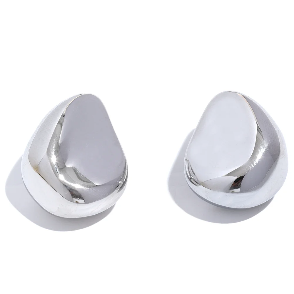 Yhpup New Smooth 316l Stainless Steel Creative Geometric Hollow Stud Earrings Women 18K Gold Plated Metal Waterproof Jewelry