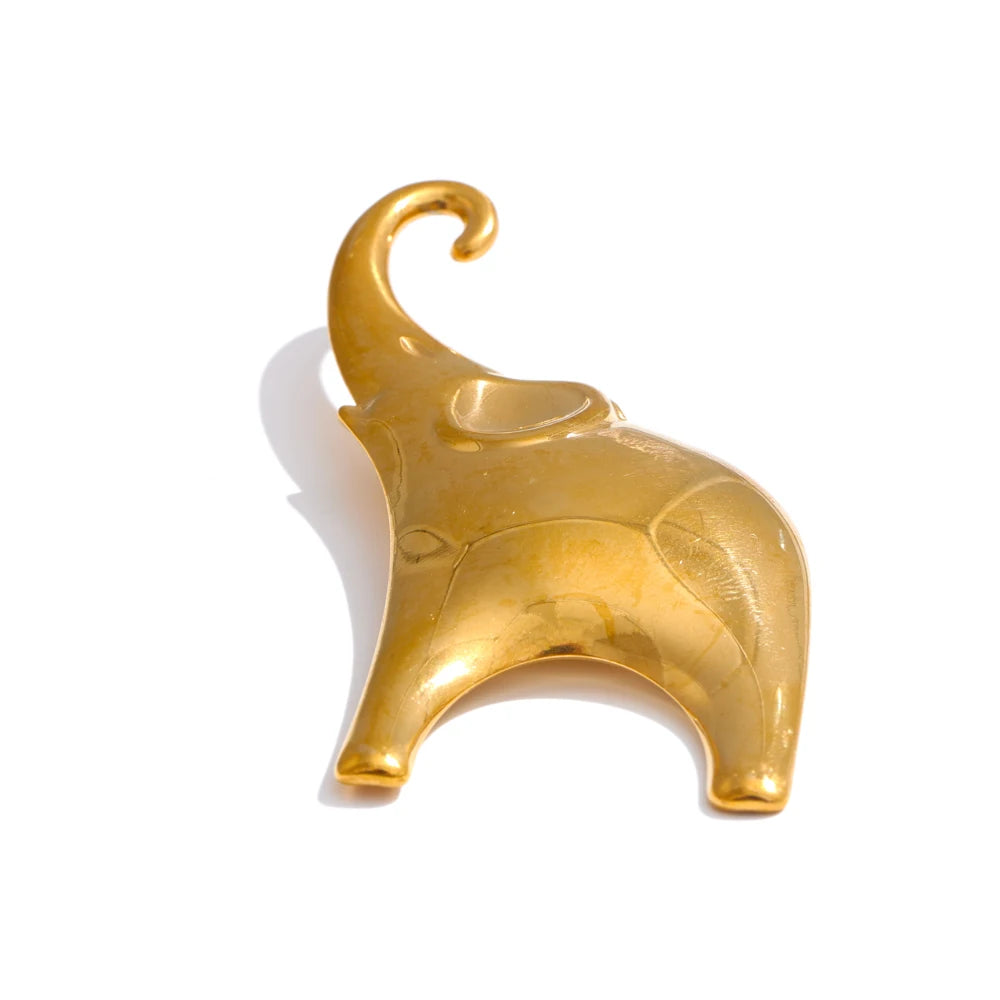 Yhpup Trendy Lucky Elephant Stainless Steel Animal Fashion Brooch Pin for Women Men Unisex Jewelry Bijoux Accessories Wholesale