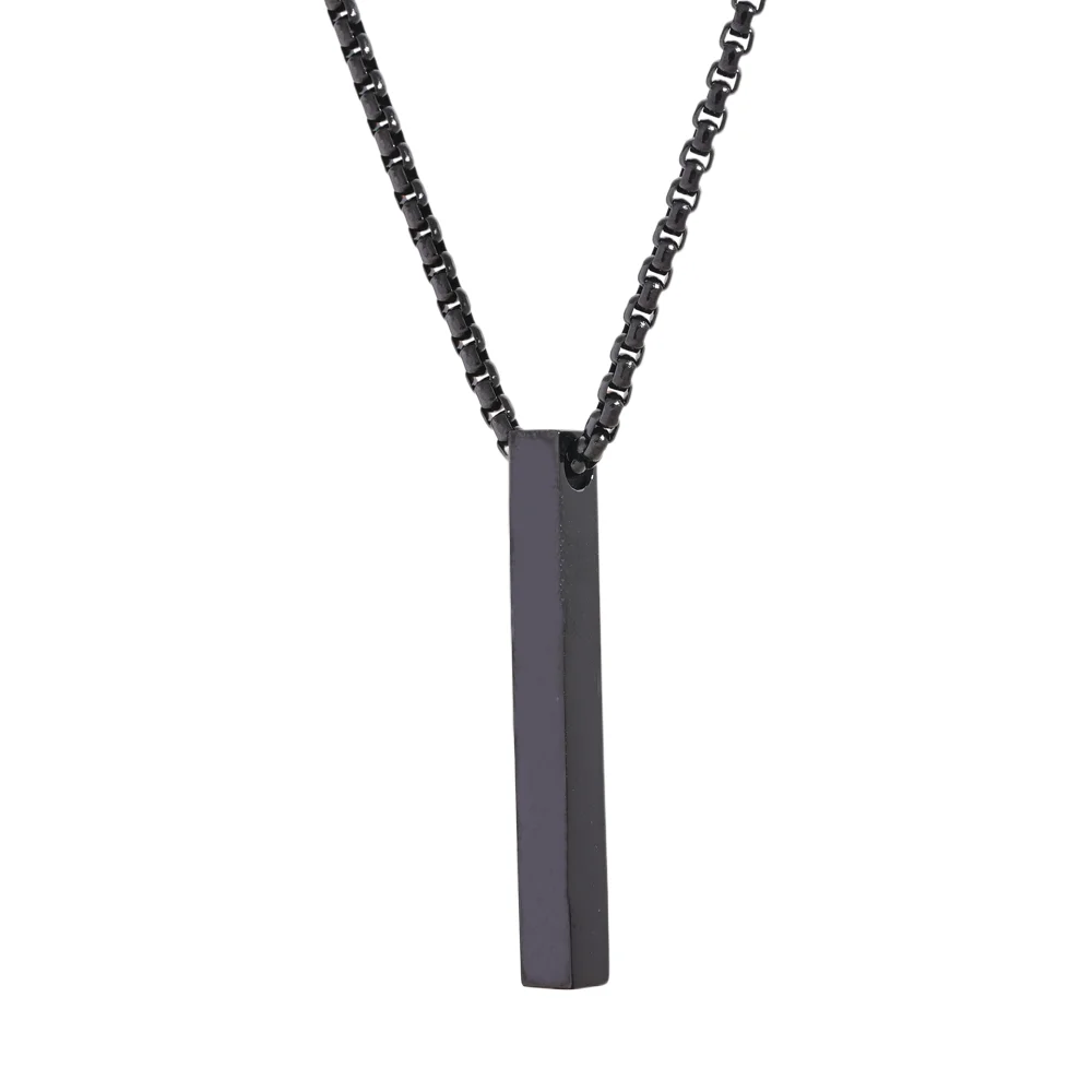 Yhpup Gold Silver Black Color Stainless Steel Long Square Men Pendant Necklace Waterproof Daily Minimalist Punk Classic Jewelry