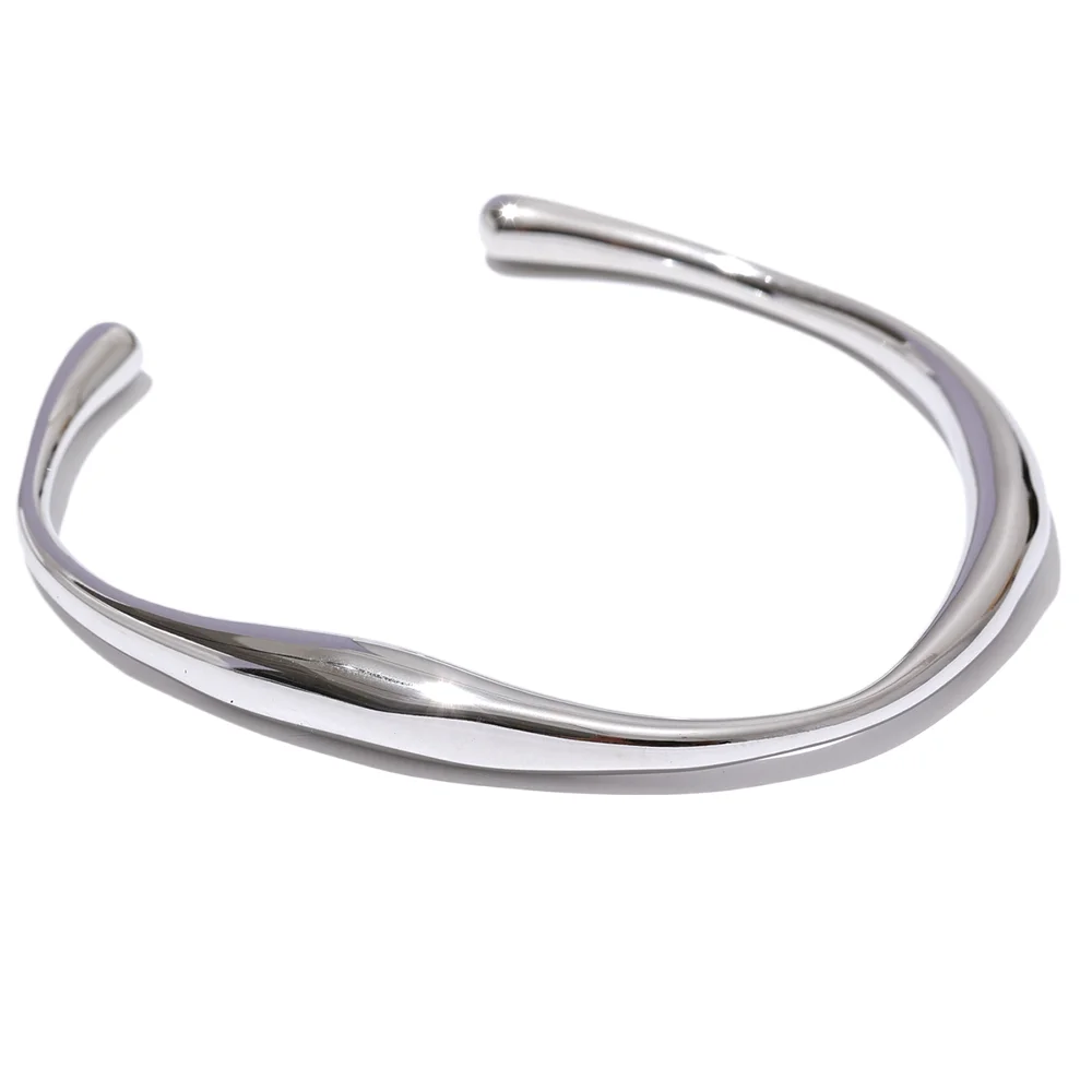 Yhpup Opening 316 Stainless Steel Wrist Bracelet Bangle Gold Color Minimalist Texture Statement Brand Jewelry for Women Party