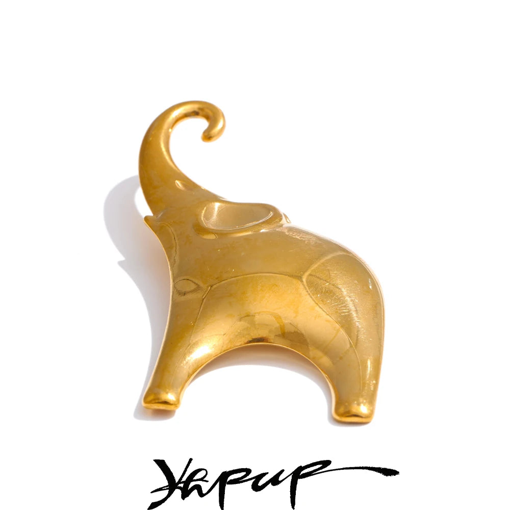 Yhpup Trendy Lucky Elephant Stainless Steel Animal Fashion Brooch Pin for Women Men Unisex Jewelry Bijoux Accessories Wholesale