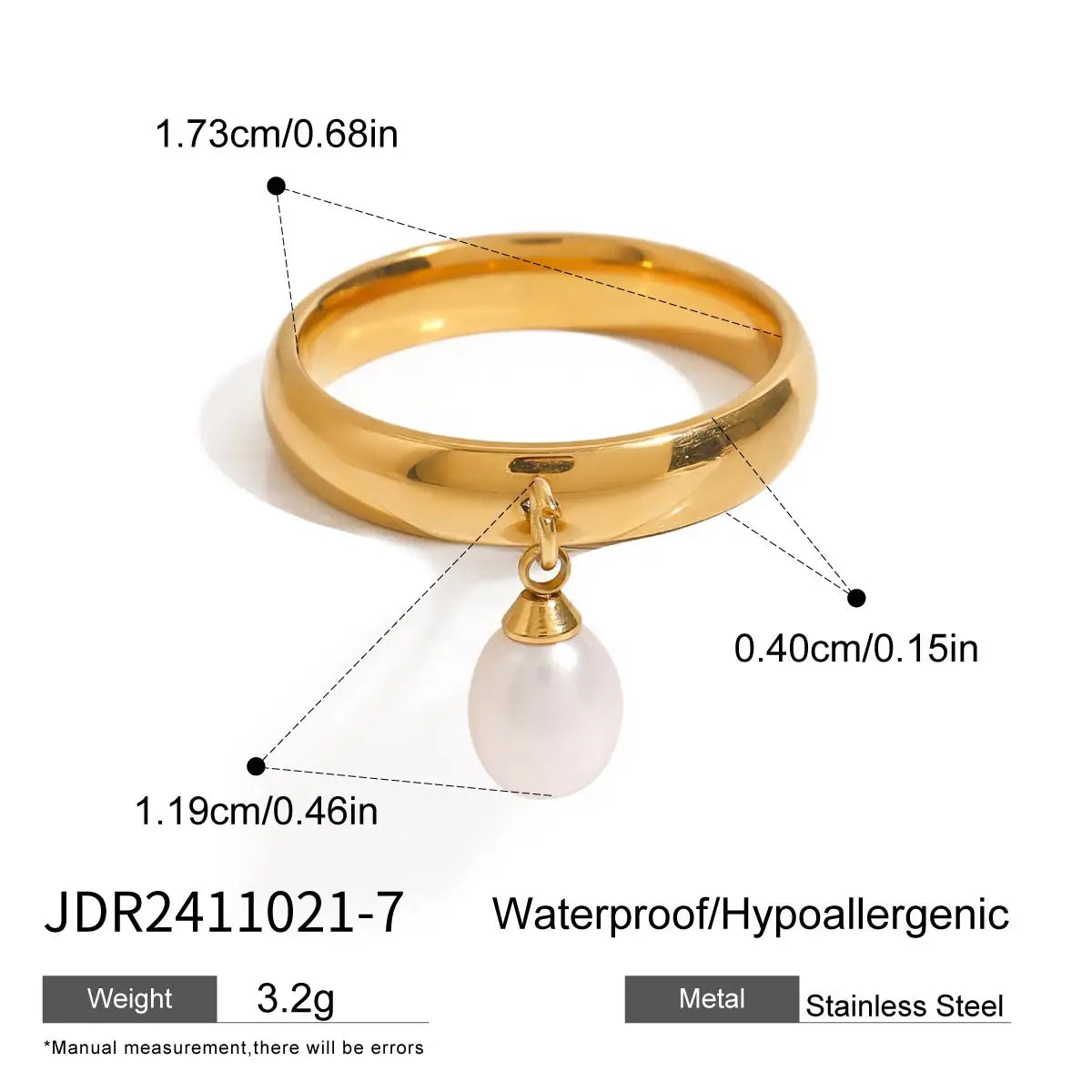 Youthway Natural Pearls Glossy Stainless Steel Rings For Women New Arrivals Hypoallergenic Metal 18K Gold Finger Jewelry Gift