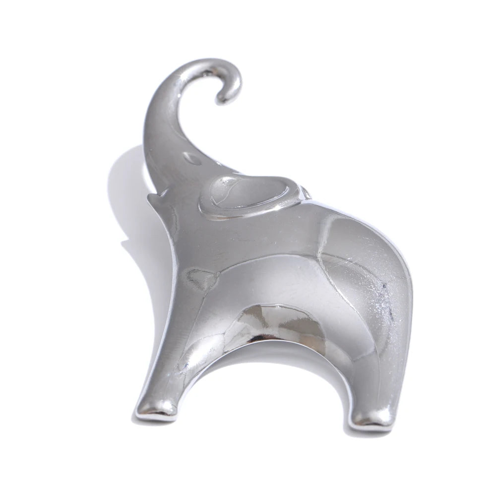 Yhpup Trendy Lucky Elephant Stainless Steel Animal Fashion Brooch Pin for Women Men Unisex Jewelry Bijoux Accessories Wholesale