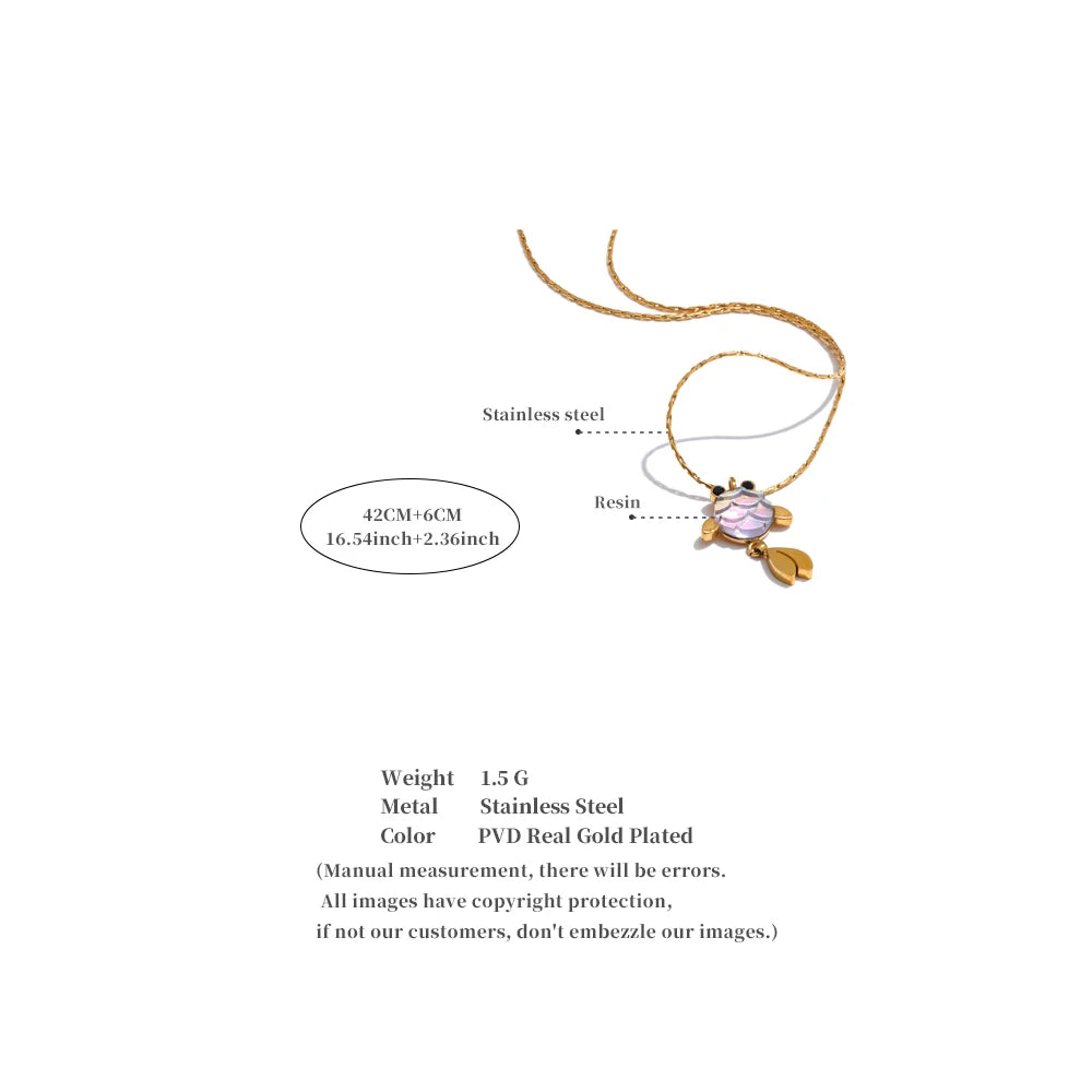 Yhpup Agile Goldfish Lucky Small Pendant Drop Necklace 316L Casting Fashion Stainless Steel Exquisite Recommend Jewelry Gift